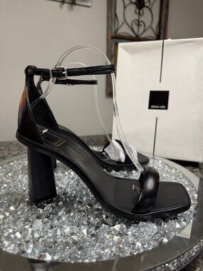 Dolce Vita Black Square-Toe Ankle-Strap Block Heels NEW 8